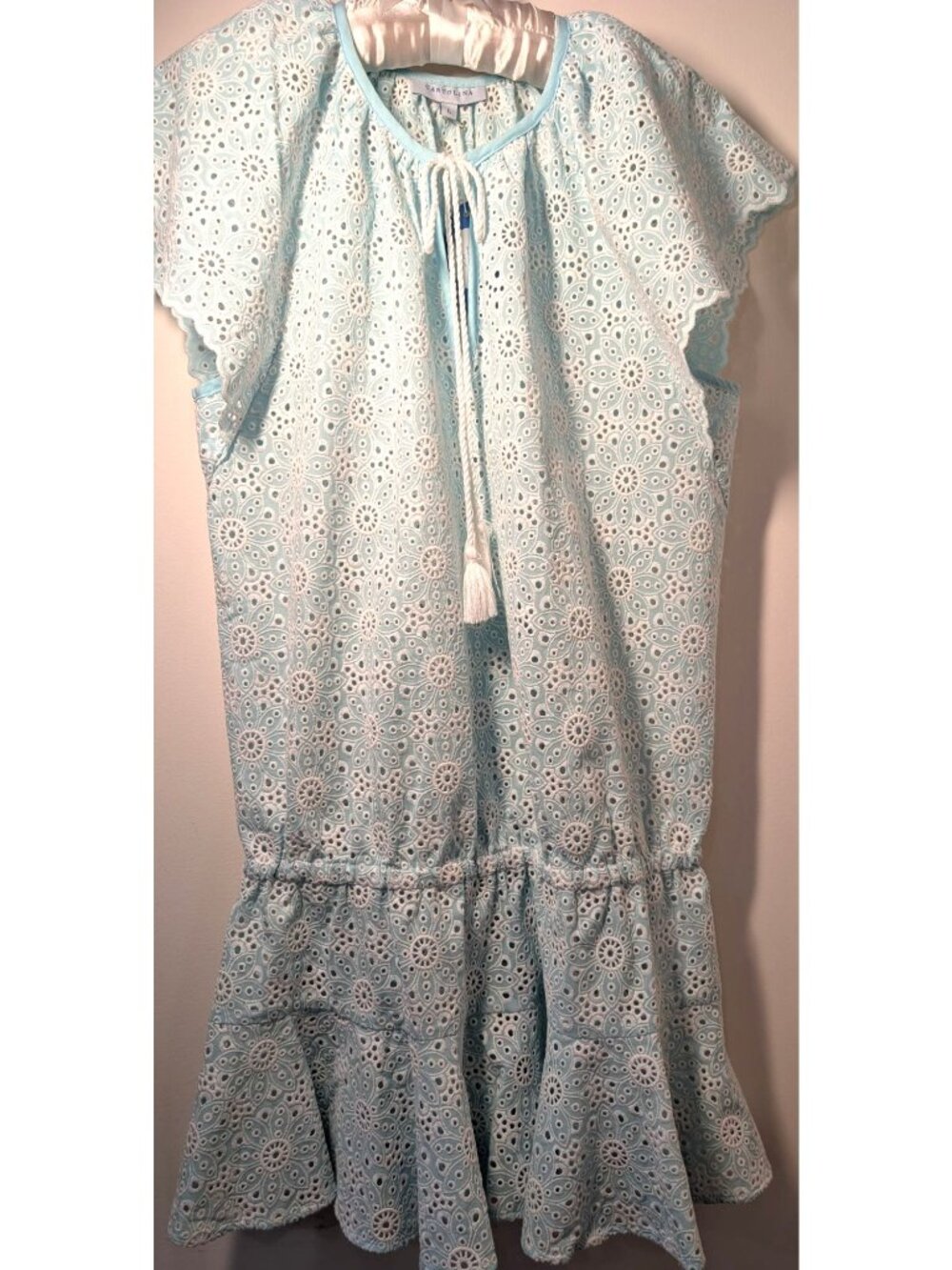 NEW Cartolina Nantucket Joy Eyelet Dress, Spun Sugar, Women Size L